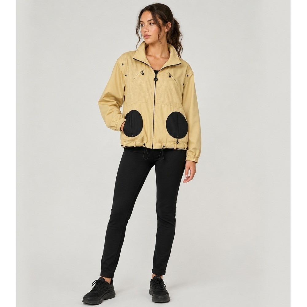 Vintage JAMIE SADOCK Convertible Jacket Womens M Yellow Black Bumble Bee Pockets